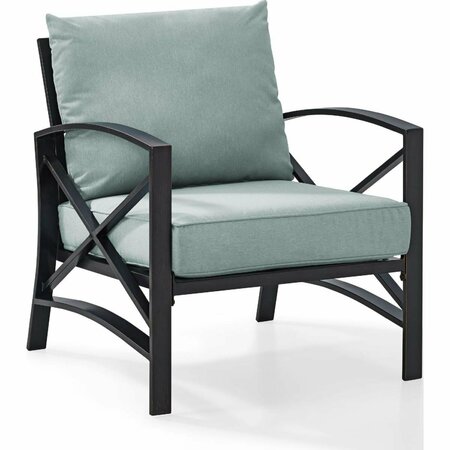 CROSLEY Kaplan Arm Chair, Oiled Bronze with Mist Universal Cushion Cover KO60007BZ-MI